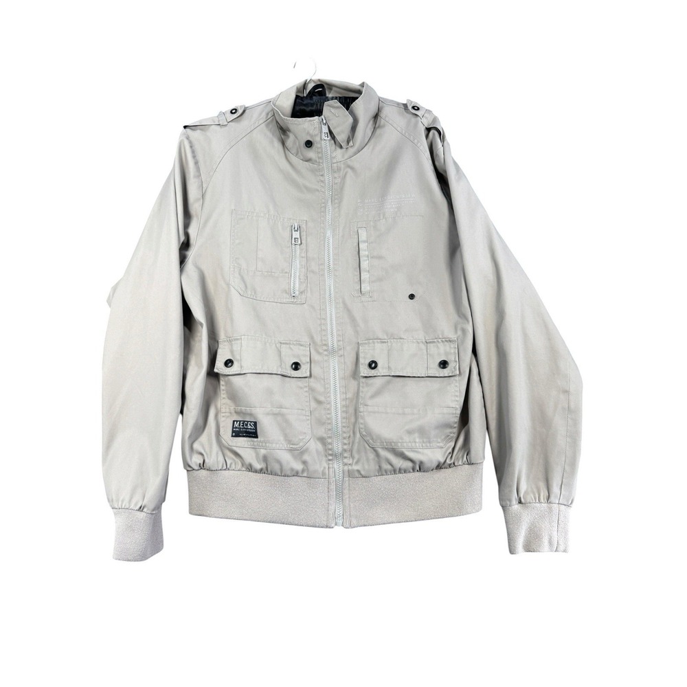 Marc Ecko Cut & Sew Jacket Mens L Gray Utility Military Field Bomber M.E.C.S.